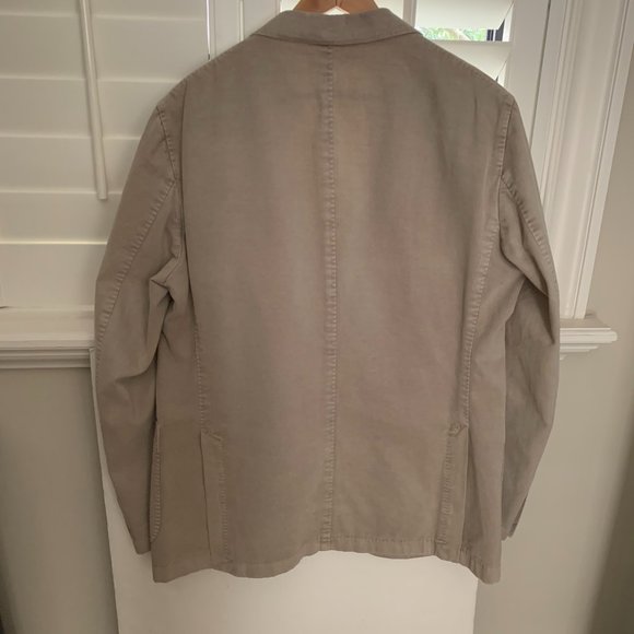 JACK SPADE Beige Sport coat w silk lining size 44 Perfect for cooler days! - Picture 2 of 6